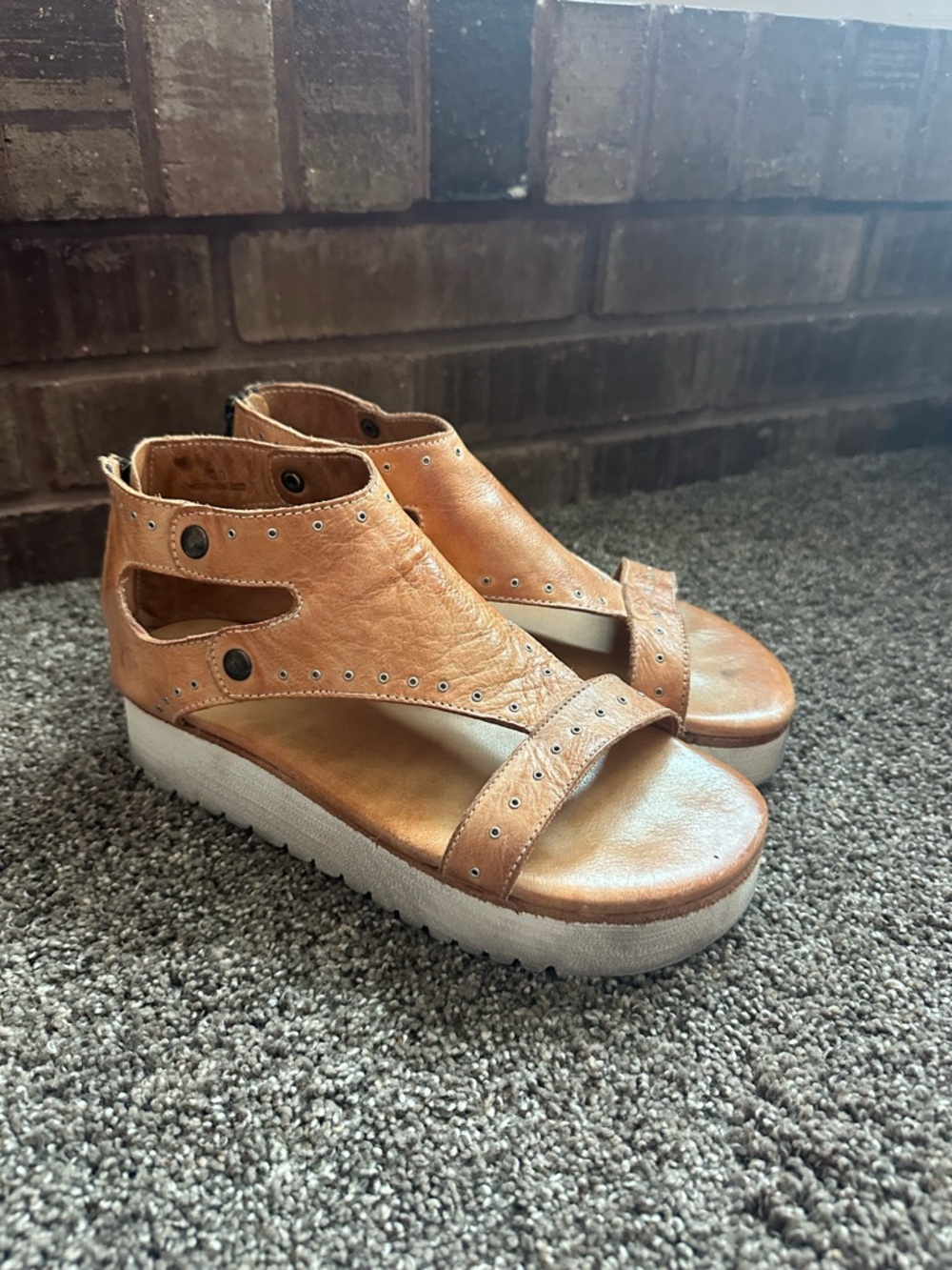 Bed Stu Leather Platform Sandals 8 Boho Rocker Studded Gladiator